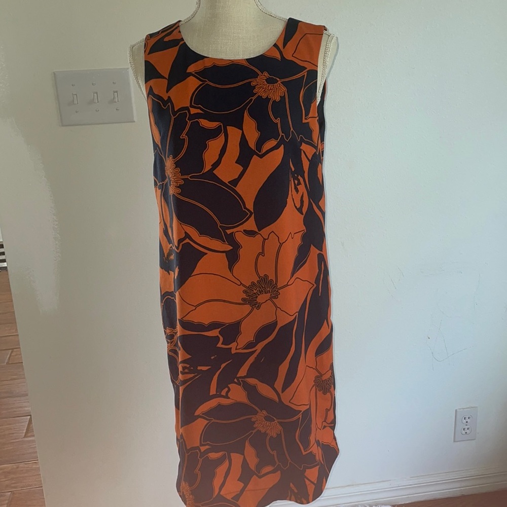 Nine West shift dress navy blue and orange